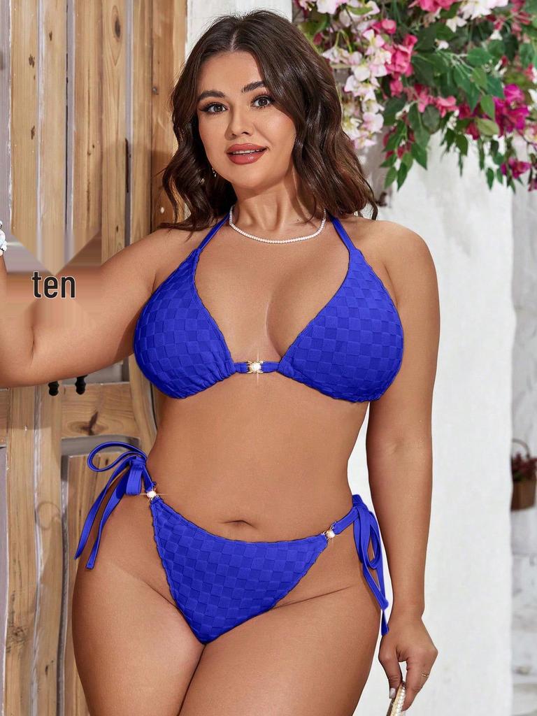 Women's Sexy Solid Color Cutout Triangle Bikini Swimsuit