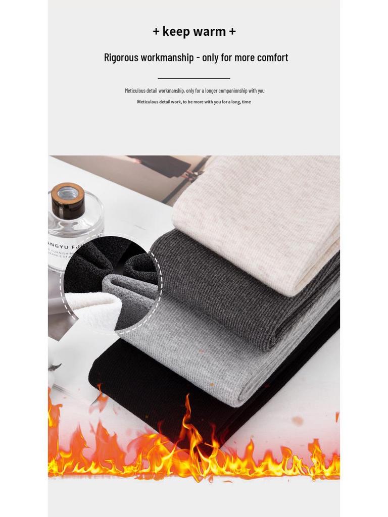 Women's Gray Slim Fit Cotton Leggings - 2025 New Warm Plus Velvet for Autumn/Winter