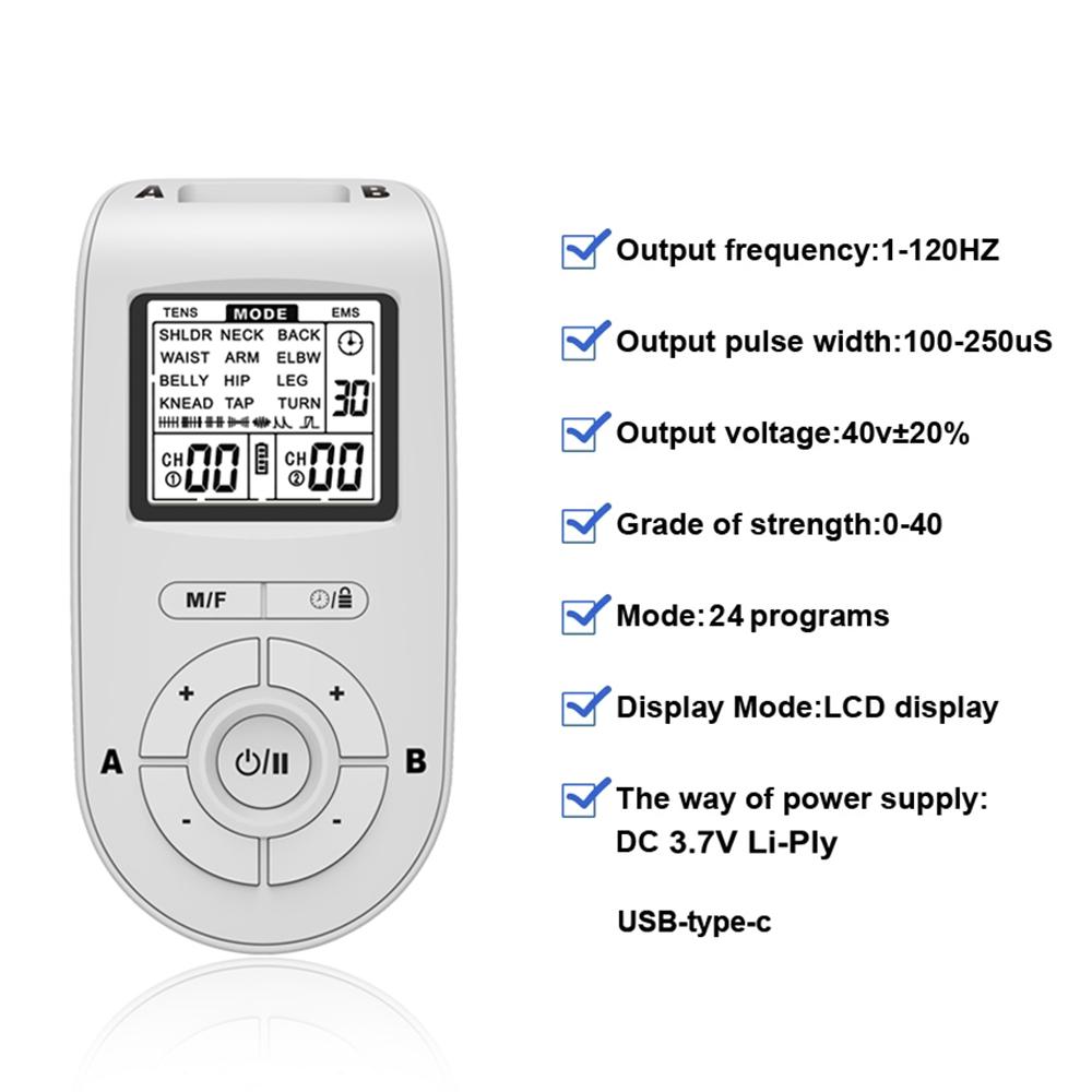 Durable And Safe 25-Mode Tens Pulse Low Frequency Physiotherapy Machine Ems Body Acupuncture Massager 40-Level Nerve Muscle Electrostimulator