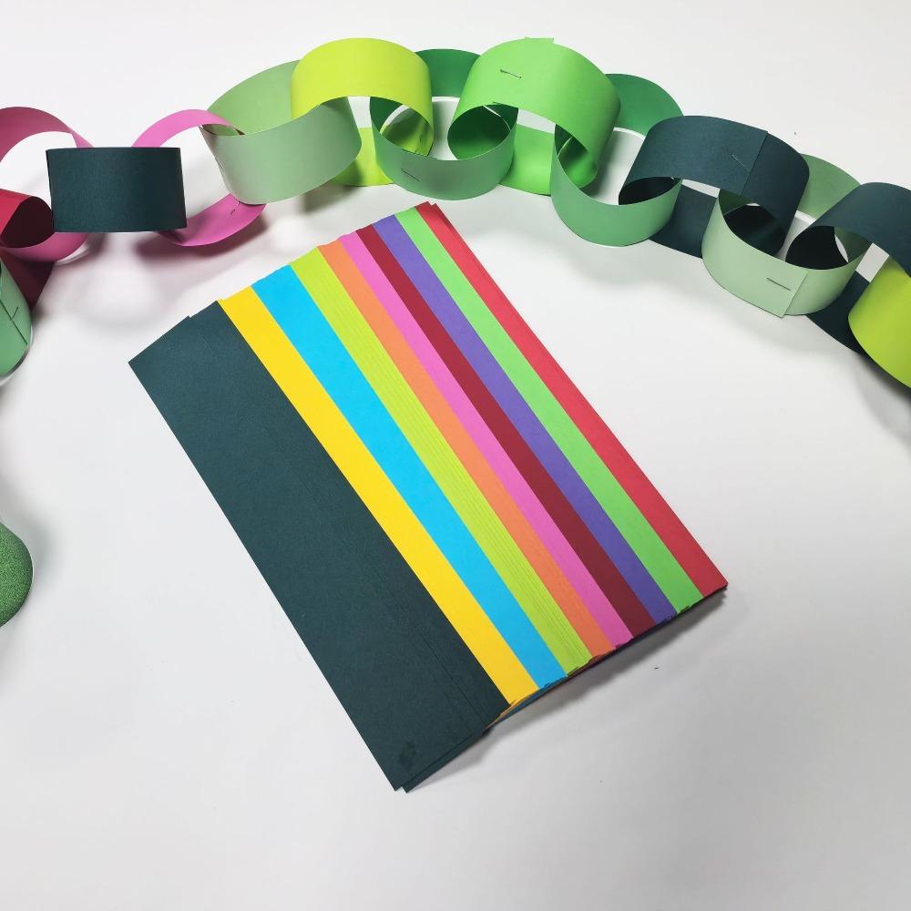 300PCS/Set 25*4cm DIY Paper Chains Mixed Color Party Decorative Chains Party Supplies