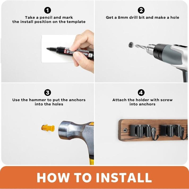 Natural Wood Wall Mounted Broom Storage Rack with Hook for Brooms Mops Umbrellas Home Organization