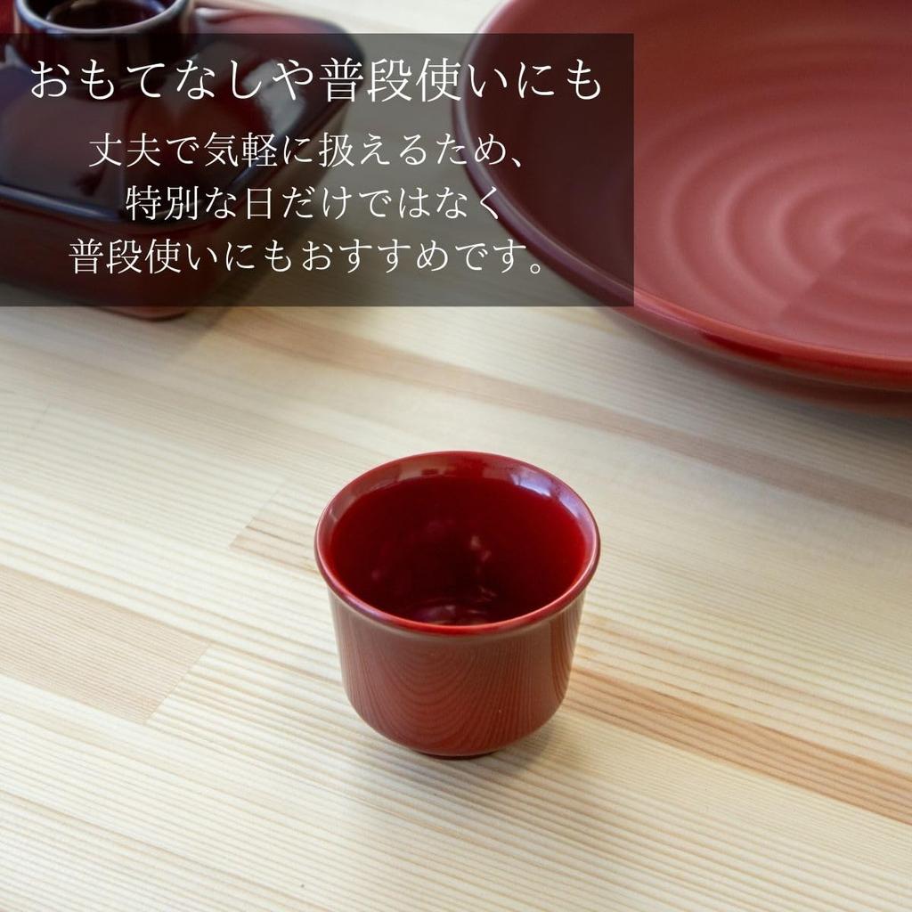 Thunder Group Set of Wide X 5cm High Ochoko Melamine Dishwasher Commercial Product 12-Piece 5.7cm (Sake Cups), Lacquer-Like Tableware, Safe,