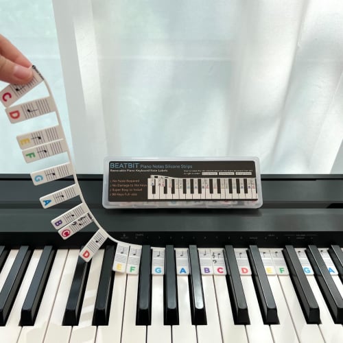 BEATBIT Beginner's Piano Note Guide | Removable Silicone Piano Keyboard Learning Labels | Do-Re-Mi and Note Stickers | 88 Keys Full Size | No Stickers