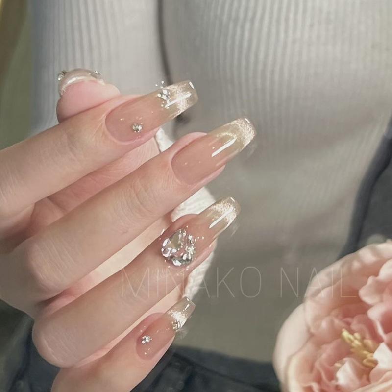 

Маникюр «кошачий глаз» ручной работы с дополнительным блеском, типсы для накладных ногтей Extra Small