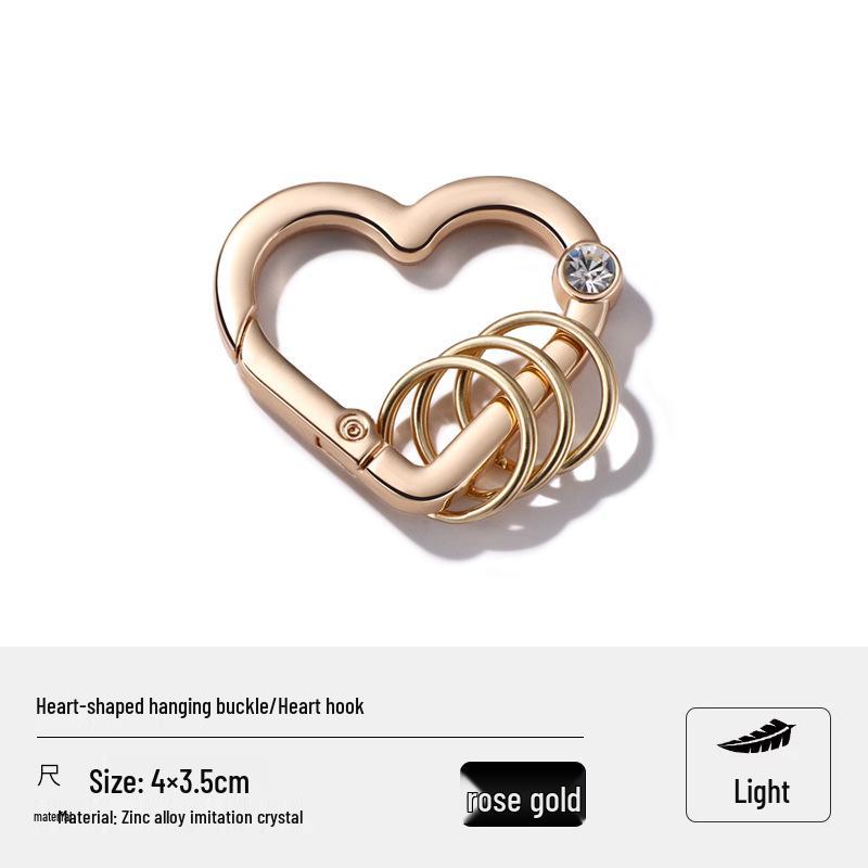 Heart Rhinestone Keychain: Elegant Heart-Shaped Buckle Pendant for Bags & Cars