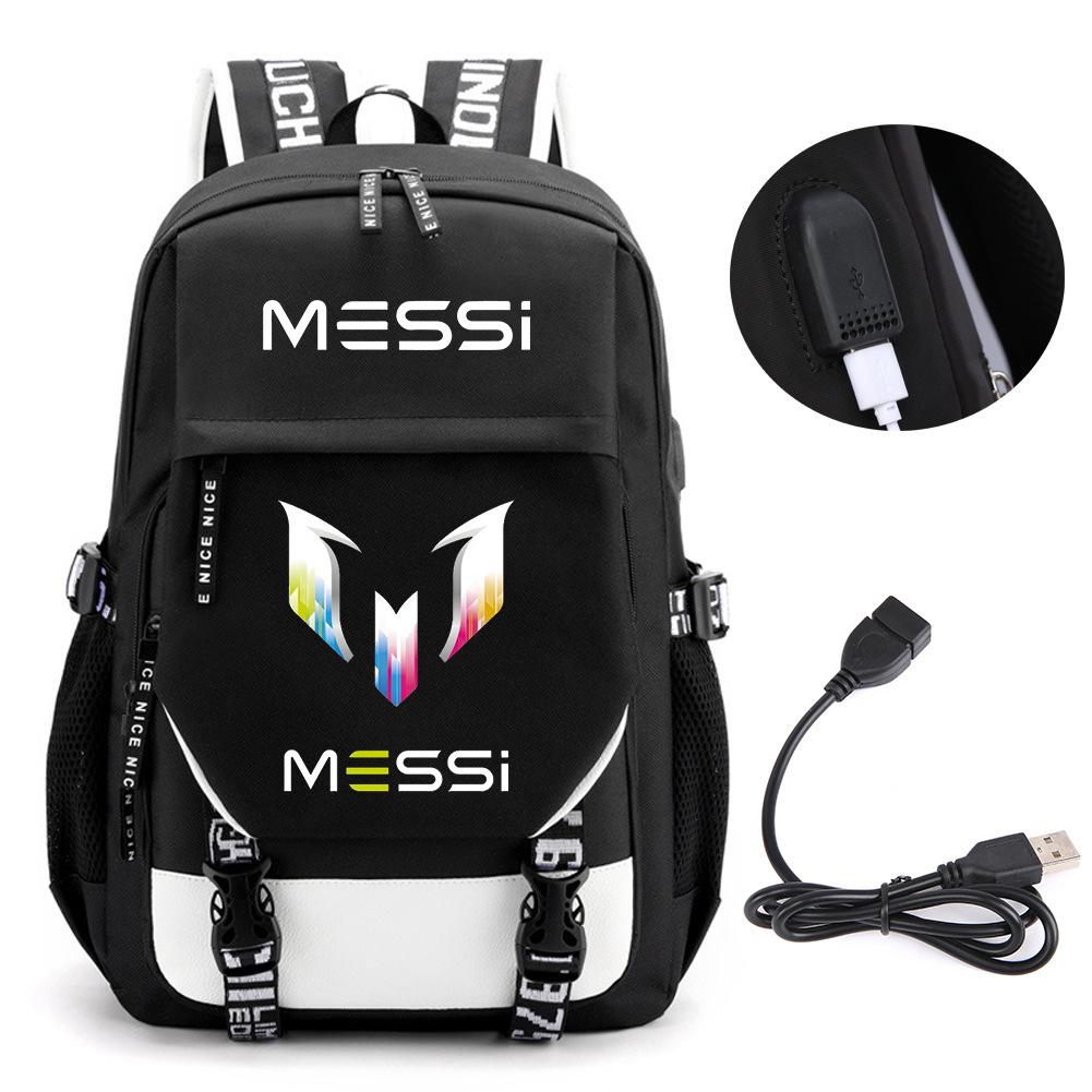 Football Star Peripheral Backpack Fashion Teen Usb Backpack Campus Student School Bag