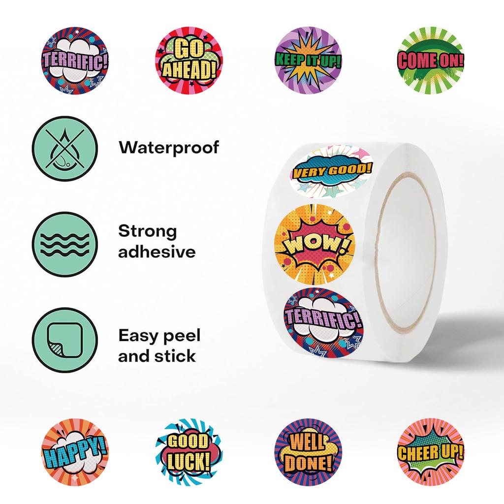 500 Pictures/roll Roll Sticker Tape Cartoon Children's Reward Account Material Decorative Envelope Seal