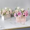 Blumenpapier-Geschenkbox mit Metallkette Blumenstrauß Aufbewahrungseimer Kleine Floristen-Handtasche Geschenk Bastel-Verpackungsbeutel für Hochzeitsfeier