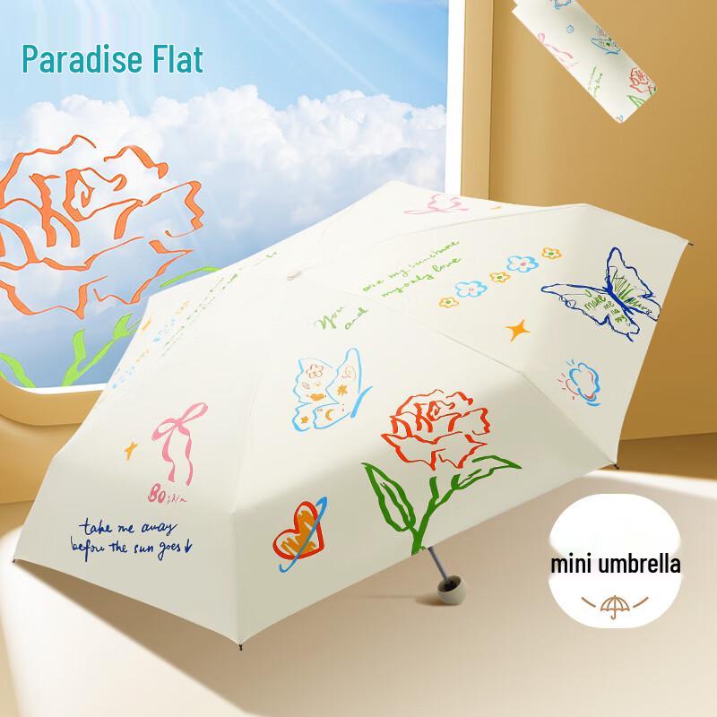 Paradise Floral UV Protection Compact Travel Umbrella