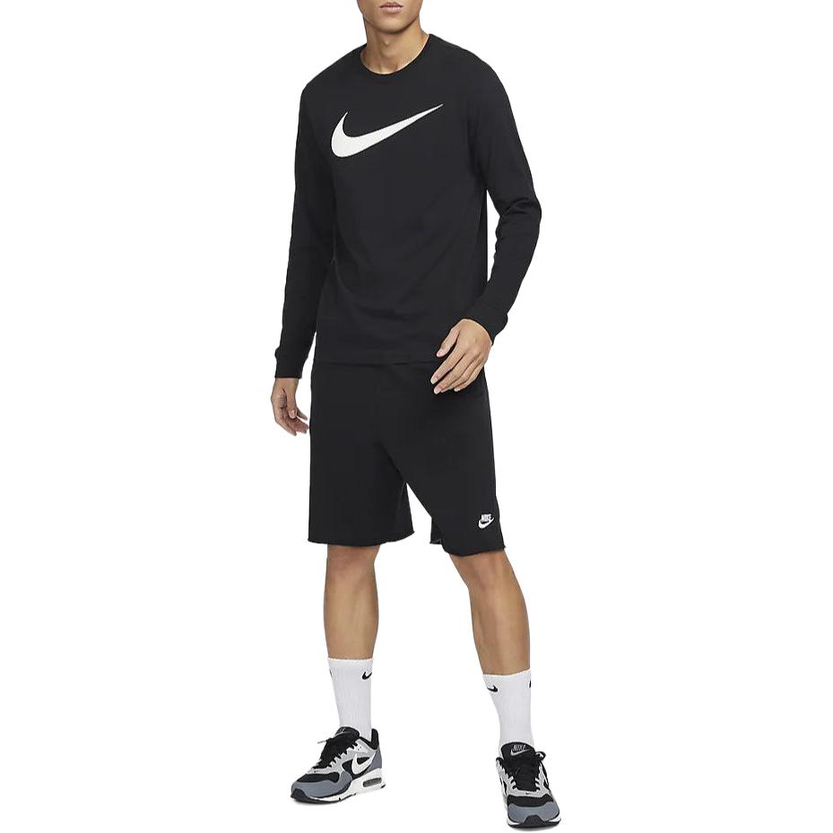 Nike Sportbekleidung Logo Rundhals Langarm T-Shirt Herren Oberteile Schwarz DZ2988-010
