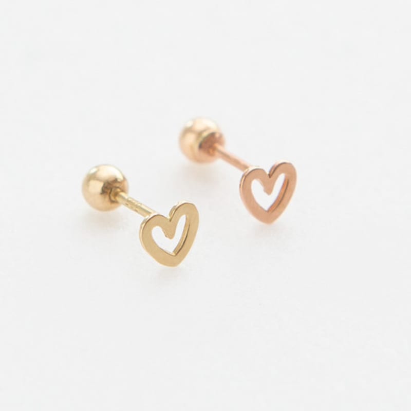 LUNNE 14k Lovely Heart Piercing Earrings (14k Gold) S12