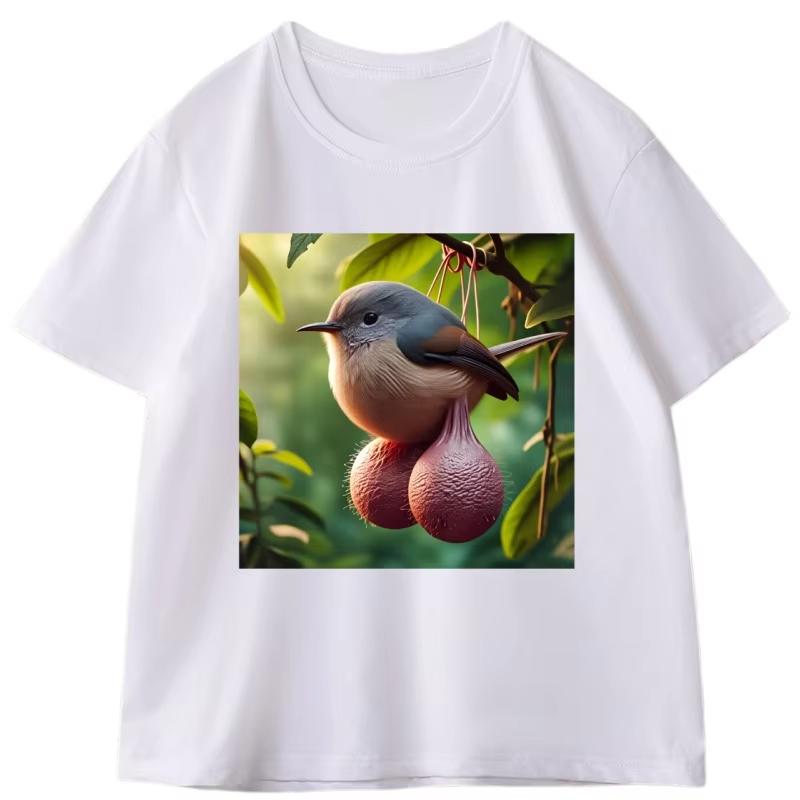 Ball Bird Gag Hoodie Men Women Fun Roundneck Loose Shortsleeve Tshirt Streetwear Casual Highquality Tshirt Y2k Ins Clothes