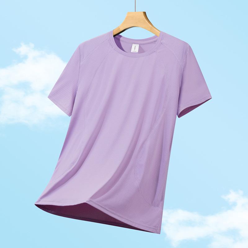 Women's Quick-Dry Ice Silk Short Sleeve T-Shirt: Breathable, Lightweight & Cool for Outdoor Casual Fitness