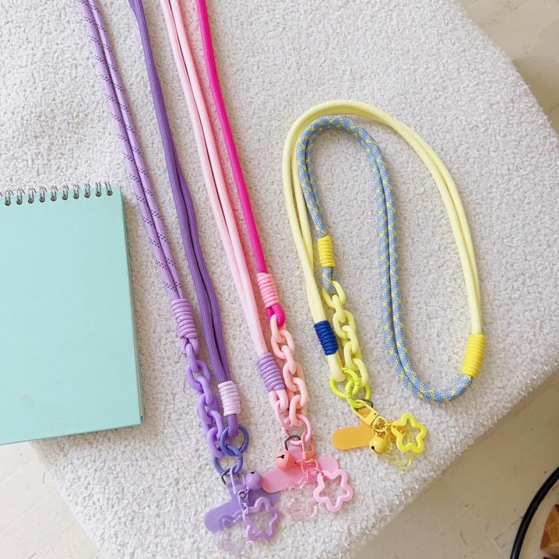 Y2k Korea Cute Star Bell Nylon Diagonal Span Rope Mobile Phone Anti-lost Thickened Halter Chain Outdoor Phone Long Lanyard Chain