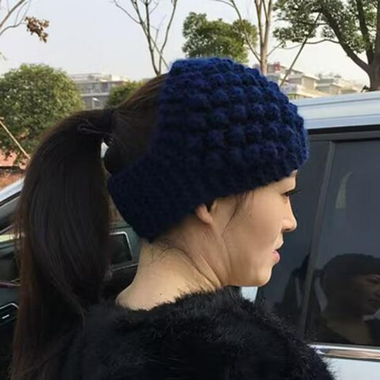 Women's Autumn/Winter Korean Knitted Wide-Brim Headband: Warm Wool Headgear with Flower for Hair & Head Protection