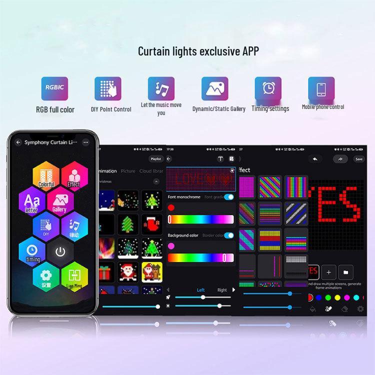 Smart RGB Dreamcolor Curtain Lights: Indoor Atmospheric Copper Wire LED String