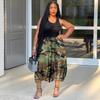 Damen Hohe Taille Elastische Taille Camouflage Print Cropped Harem Capri Hosen Locker Streetwear Sieben Hosen