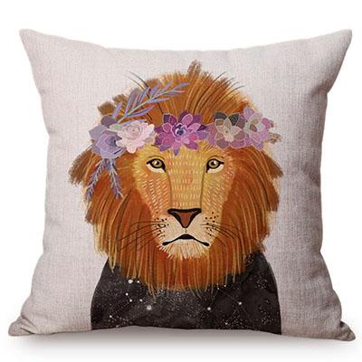 Cute Watercolor Painting Cat Flamingo Dog Kid'S Nursery Art Room Decorative Throw Pillow Case Cotton Linen Animal Cushion Cover