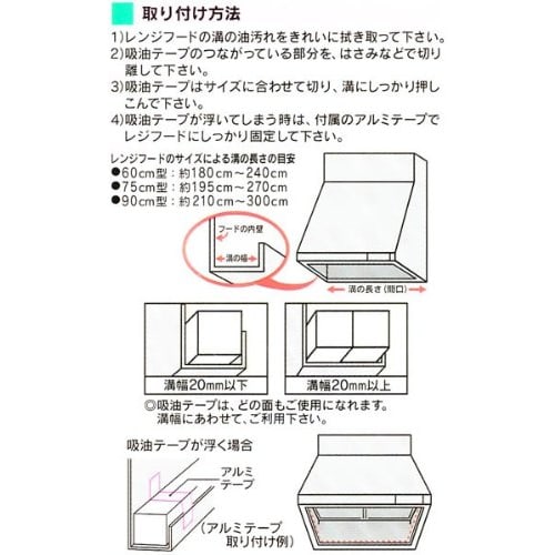 MA Packaging Mitsubishi Aluminum Range Hood Oil Absorbent Tape, 4-Pack, White, 275271, 2cm Wide x 2cm Thick x 60cm Long