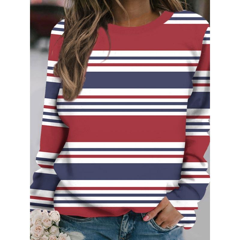 Outdoor Women's T-Shirt Casual Long Sleeve Pattern Print Street Crew Neck Fall Female Oversized Clothing Fashion T Shirts