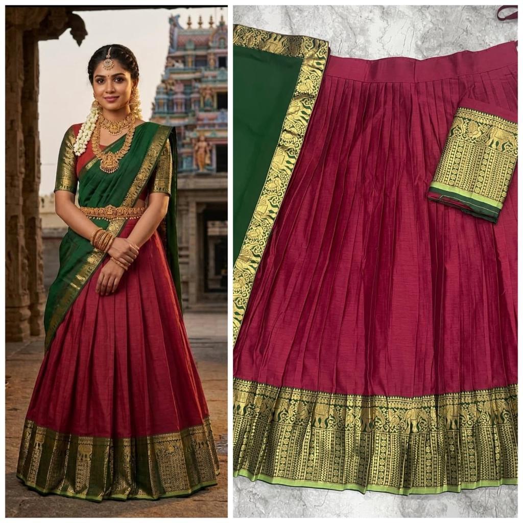 South Indian Style Ethnic Lehenga Choli Set Bollywood Women Lehenga Dupatta Set