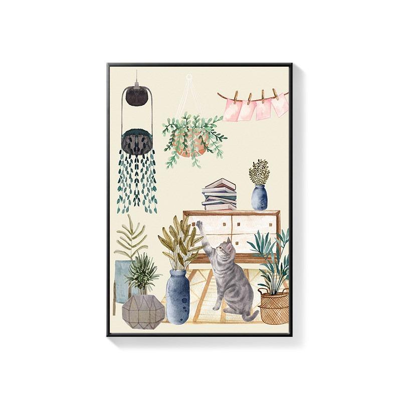 Bathroom Decorative Painting Cat American Retro Toilet Bathroom Canvas Painting Wall Art Poster for Modern Bathroom Home Decor