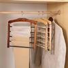 Premium Quality 5-layer Pants Hanger Wooden Flocking Tie Storage Rack Anti-slip Closet Organizer For Ties, Scarves & More
