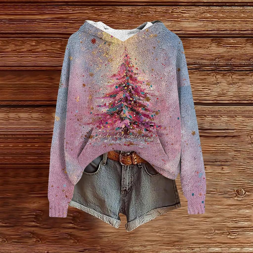 Sweatshirts For Women Knit Sweater Cute Shirt Fall Pullover Hooded Sweatshirt