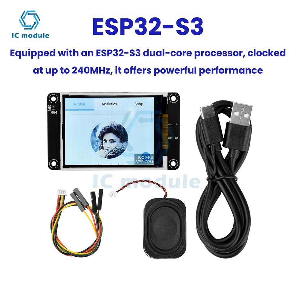 

Плата розробки ESP32-S3 з 2,8-дюймовим сенсорним екраном TFT, WiFi, Bluetooth, AI-модулем дисплея, підтримує Xiaozhi та інтерфейс Type-C Without touch