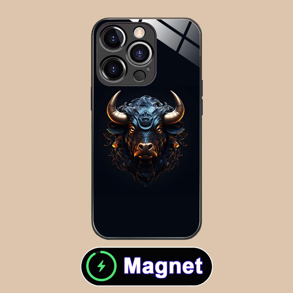 Bull Head Phone Case for iPhone 17 16 15 14 13 12 11 Air Pro Max Plus Mini Glass MagSafe Cover