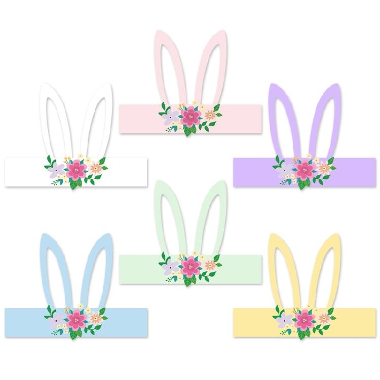 

6Pcs Light Weight Paper Hare Ear Shape Headbands for Children Adults Birthday Masquerades Easter Cosplay Accessories 1