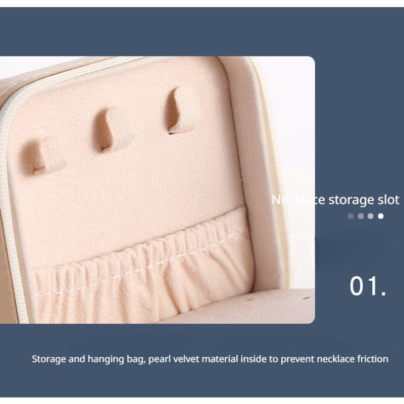 PU Leather Jewelry Box Mirror Storage Box 26 Letter Printed Portable Jewelry Organizer Earring Ring Necklace Case