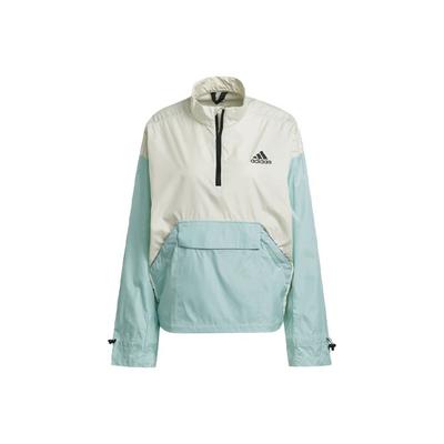 Outdoor Retro Sports Stand Collar Drawstring Color Block Jacket Women Jacket Mint-Green GM4344