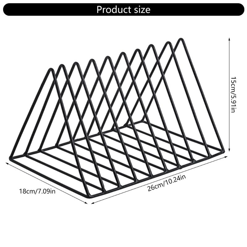 Organizador de Escritorio para Libros Soportalibros Metálico Triangular 9 Compartimentos Soporte para Libros Revistas Ahorro de Espacio Revistero