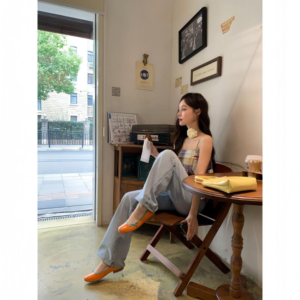 Interpretation of Beauty Retro High-Waisted Flared Jeans – Women's Slim Fit, Washed Summer Pants (C3192)