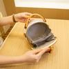 Retro New Women's Bag, Letter-printed Portable Small Round Bag, High-end Contrasting Color Round Cake Bag, Shoulder Messenger Bag.