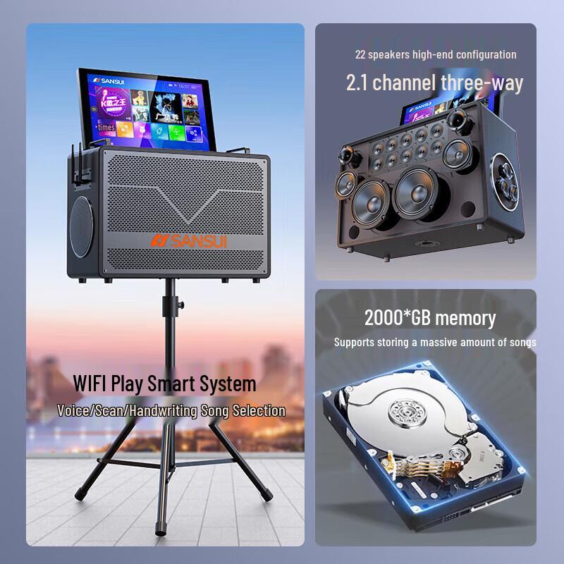 Sansui C8 Portable KTV Speaker System with Display CN Plug (adapter Included)