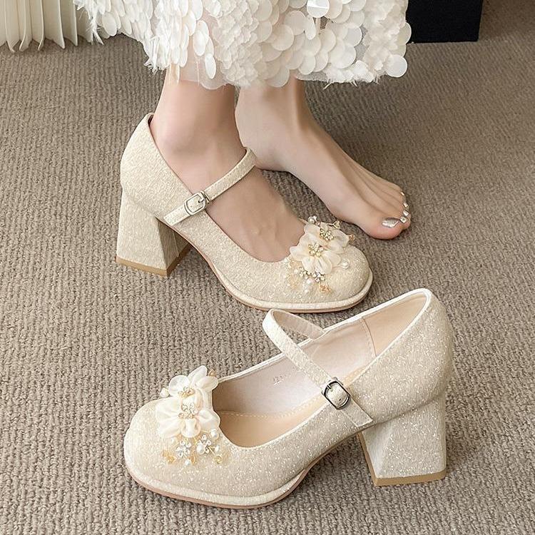 Coarse Heel High Heels Children 2025 New Spring and Autumn Single Shoes Women's Design Sense Niche Temperament Socialite Mary Jane