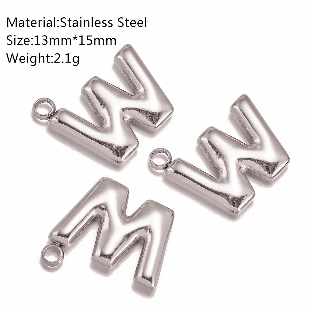 3Pcs Bubble Alphabet Charm Silver Color Stainless Steel Initial English Letter Pendant DIY Bracelet/Necklace Gift Jewelry Making