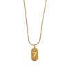 18k Gold Minimalist Snake Bone Chain with Lucky 7 Charm Necklace for Women