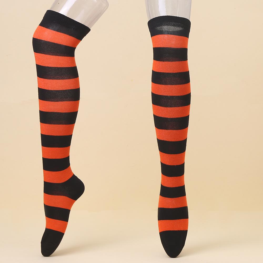 European & American Halloween Christmas Striped Over-the-Knee Socks for Women's Cosplay
