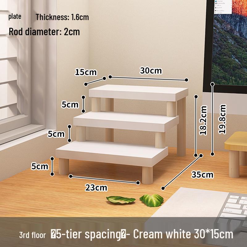 Desktop Ladder-Style Solid Wood Flower Stand for Small Plants and Succulents
