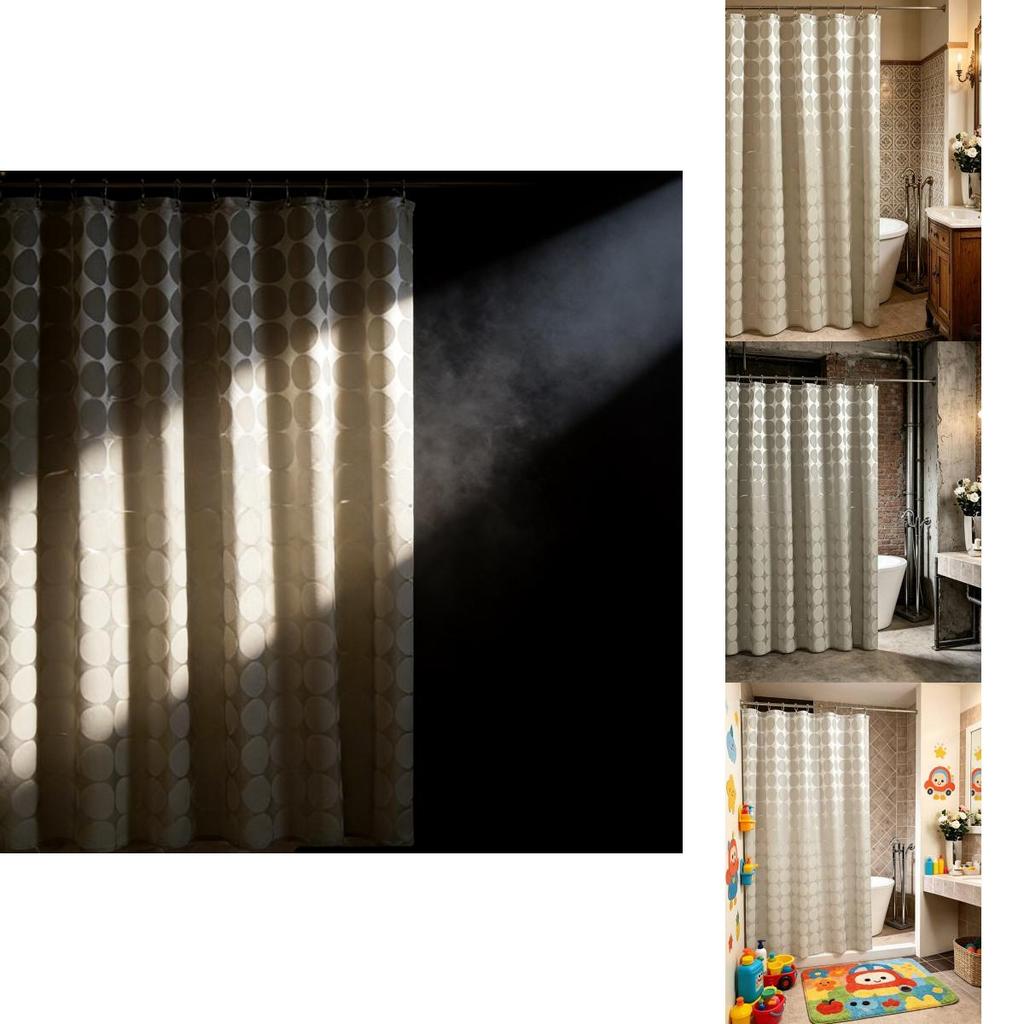 Waterproof Bathroom Shower Curtain Set With Dot Pattern For Home Use