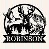 Personalized Metal Deer Hunting Wall Decor, Custom Last Name Outdoor Sign, Fade Water Resistant