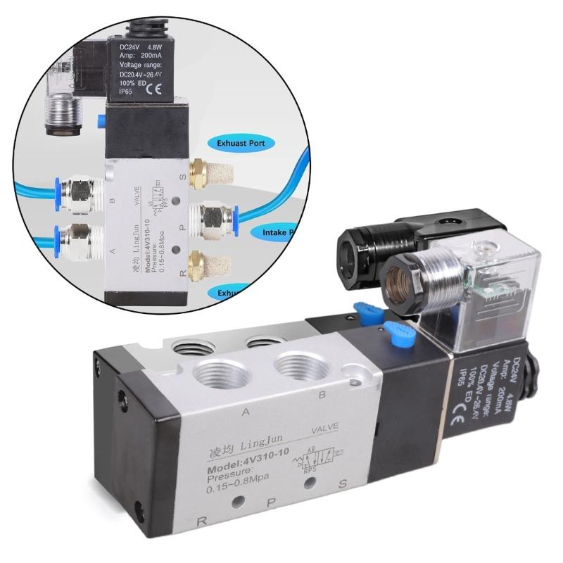 24V Pneumatic Electric Solenoid Valves 5 Way 2 Position Magnetic Manifold Valves Electric Control Air Gas Magnetic Valves