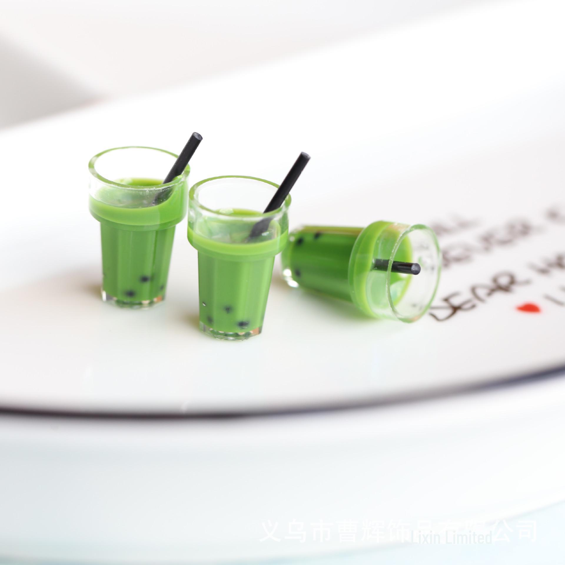 

Творческий DIY жемчужный шарик-соломинка для чашки с молочным чаем и отверстием для подвешивания – брелок, серьги и цепочка для телефона 1.3cm x 2.5cm (with straw) зелёный