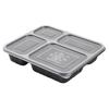 ZLIII Disposable 4-Compartment Takeaway Containers with Lids, Black