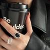 925 Sterling Silver Geometric Black Stone Rings For Women Men Simple Korean Fashion Open Adjustable Handmade Ring Couple Gifts