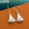 925 Sterling Silver Chinese Style Hollowed-Out Triangle Fan Earrings - Fashionable Banquet Jewelry