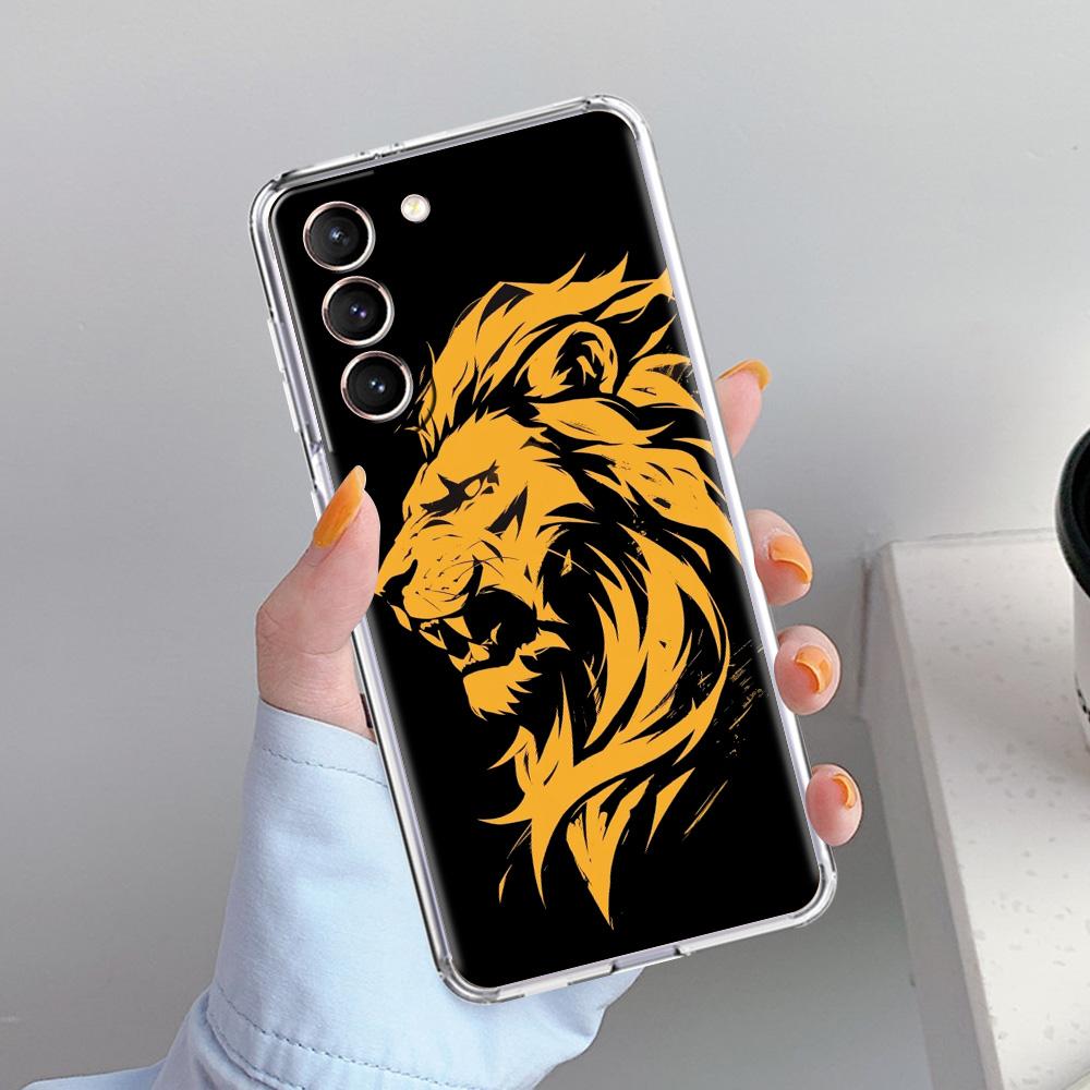 Phone Case For Samsung Galaxy S26 S25 S24 S23 S22 Ultra S20 S21 FE 5G Plus Soft Clear Cover Concise Lion Pattern